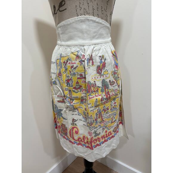 Vintage California State Map Landmarks Cottagecore Half Apron - Picture 1 of 7